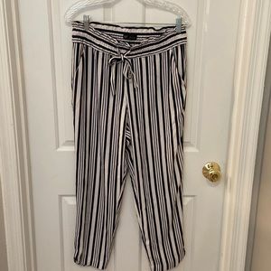 Zara white and blue lightweight pants with elastic waist